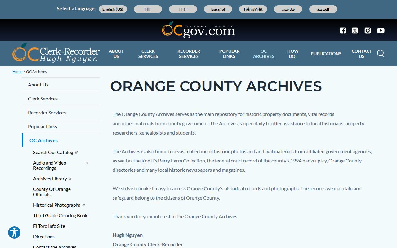 Costa Mesa city directory research holdings at Orange County Archives