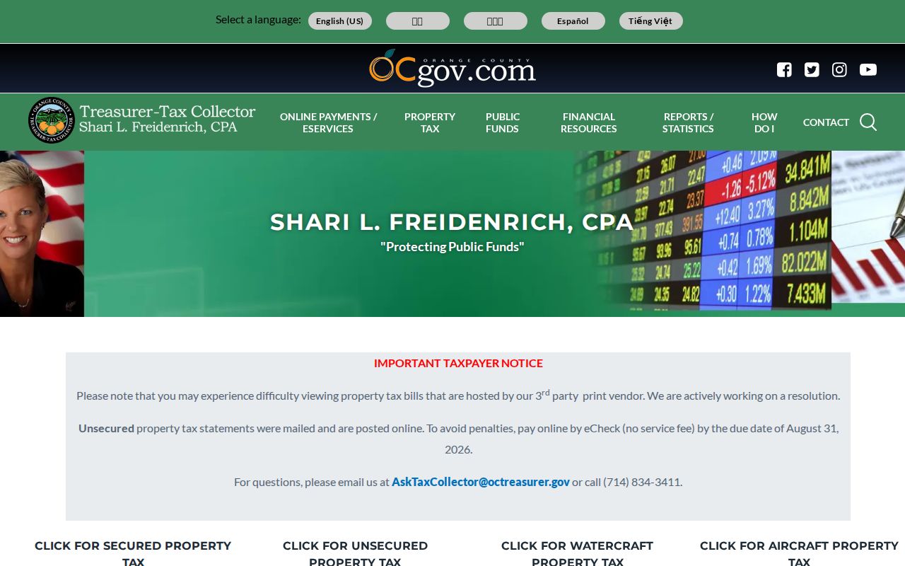 Costa Mesa street directory property tax search fields for an address or APN